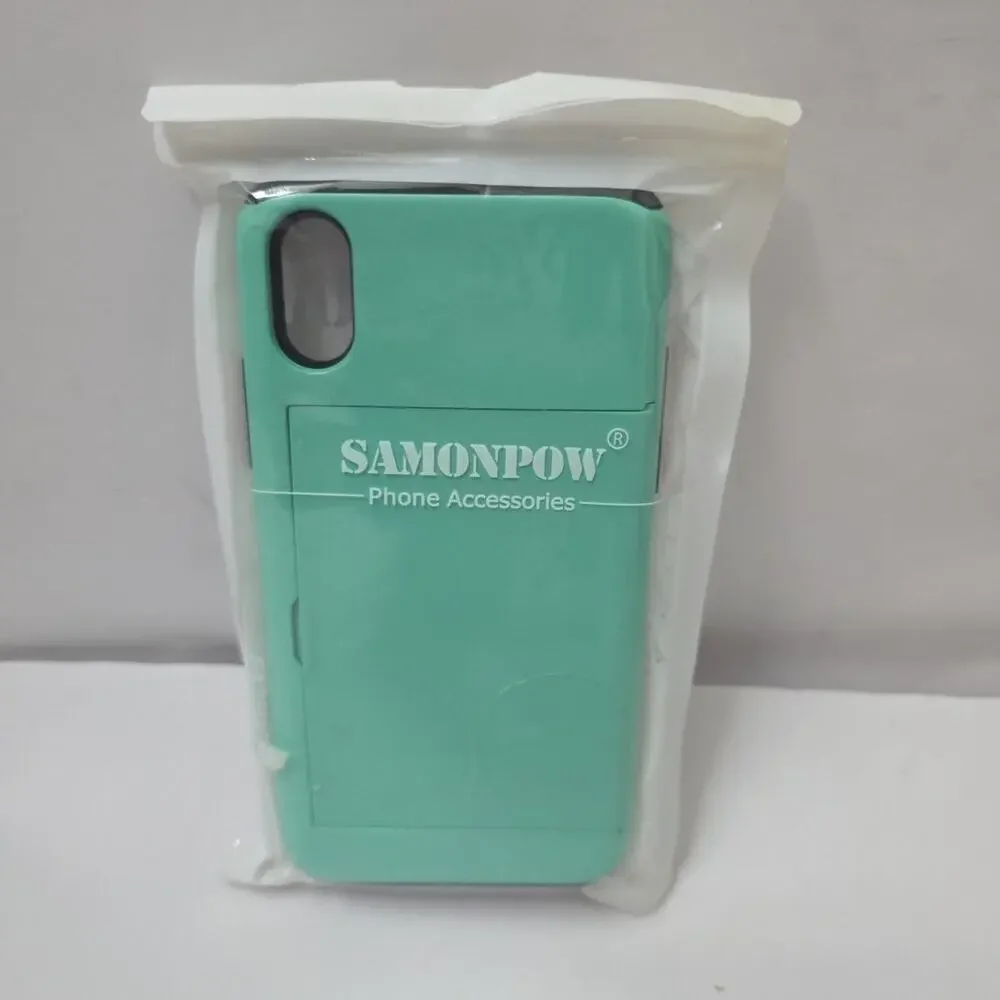 iPhone XS / iPhone X Protective Dual-layer Hybrid Wallet Phone Case Mint Green